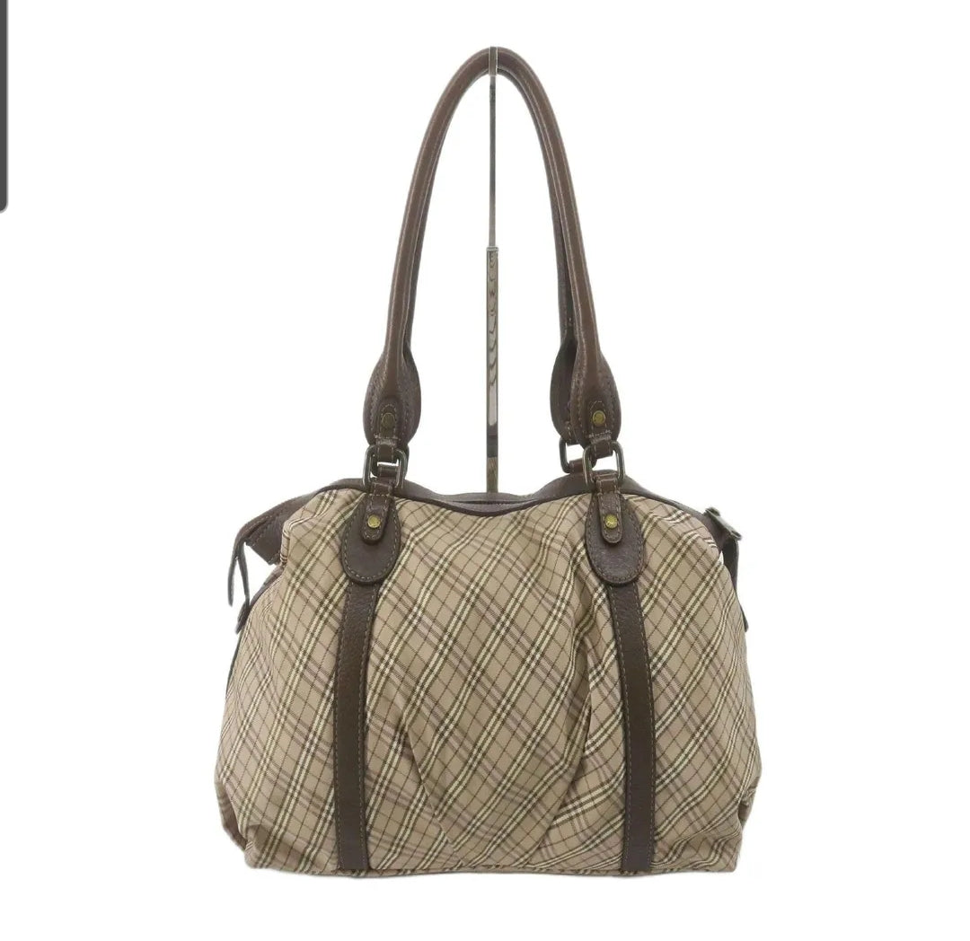 BURBERRY Nova Check Blue Label Shoulder Bag Canvas