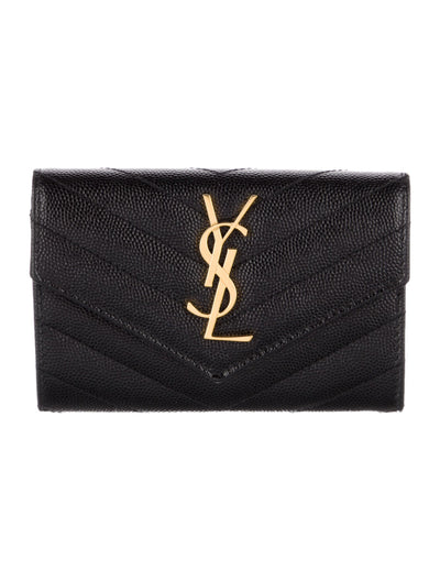 Saint Laurent Cassandre Chevron Compact Wallet